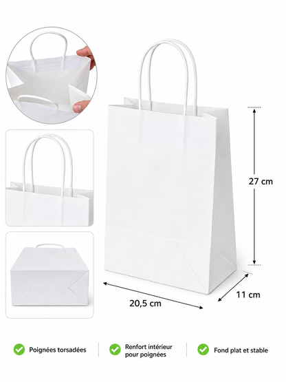 Sac blanc résistance 100g - 20,5x11x27
